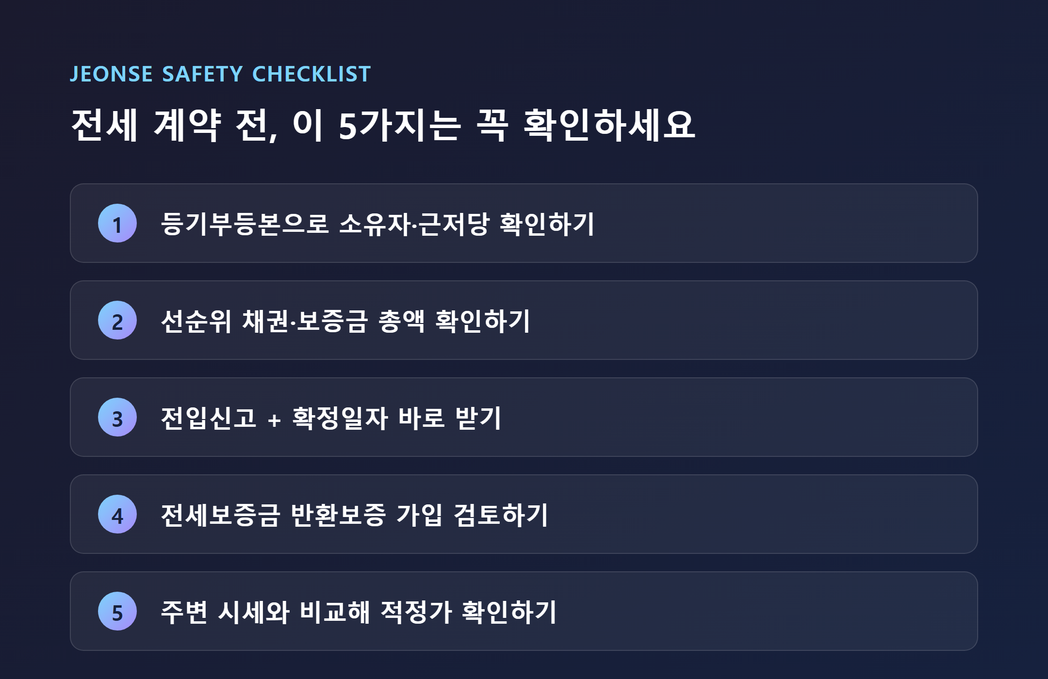 전세 계약 전 확인해야 할 안전 체크리스트 5가지, 등기부등본 전입신고 전세보증보험